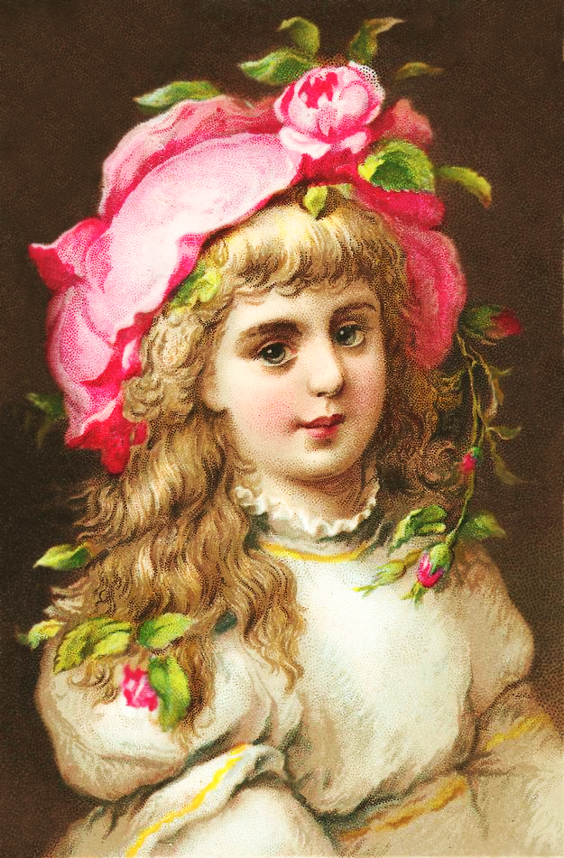victorian girl in flower hat clipart how to make a flower out of printer paper